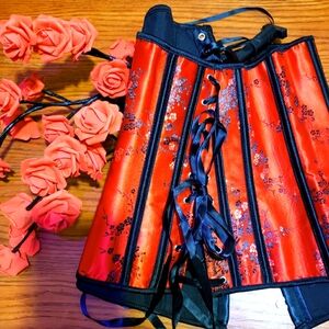 Red Brocade Corset Overbust